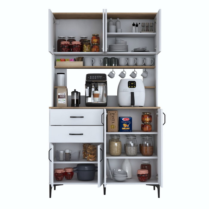 Hanah Home Armario Multiusos Blanco y Nogal